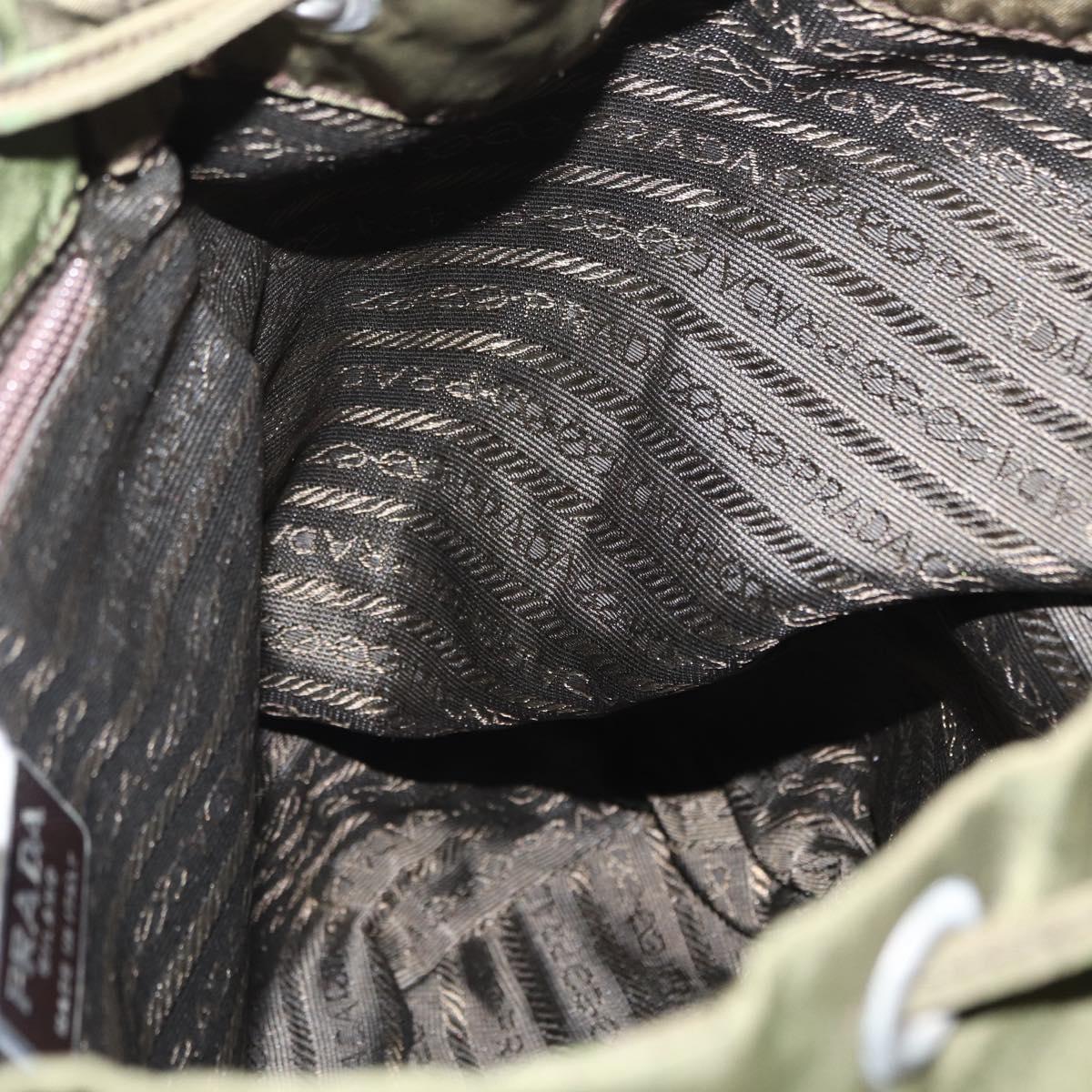 PRADA Backpack Nylon Khaki Silver Auth 152889