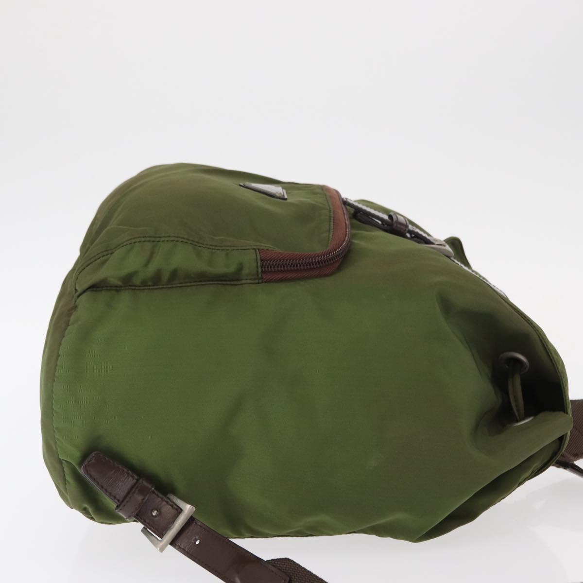 PRADA Backpack Nylon Khaki Silver Auth 152889