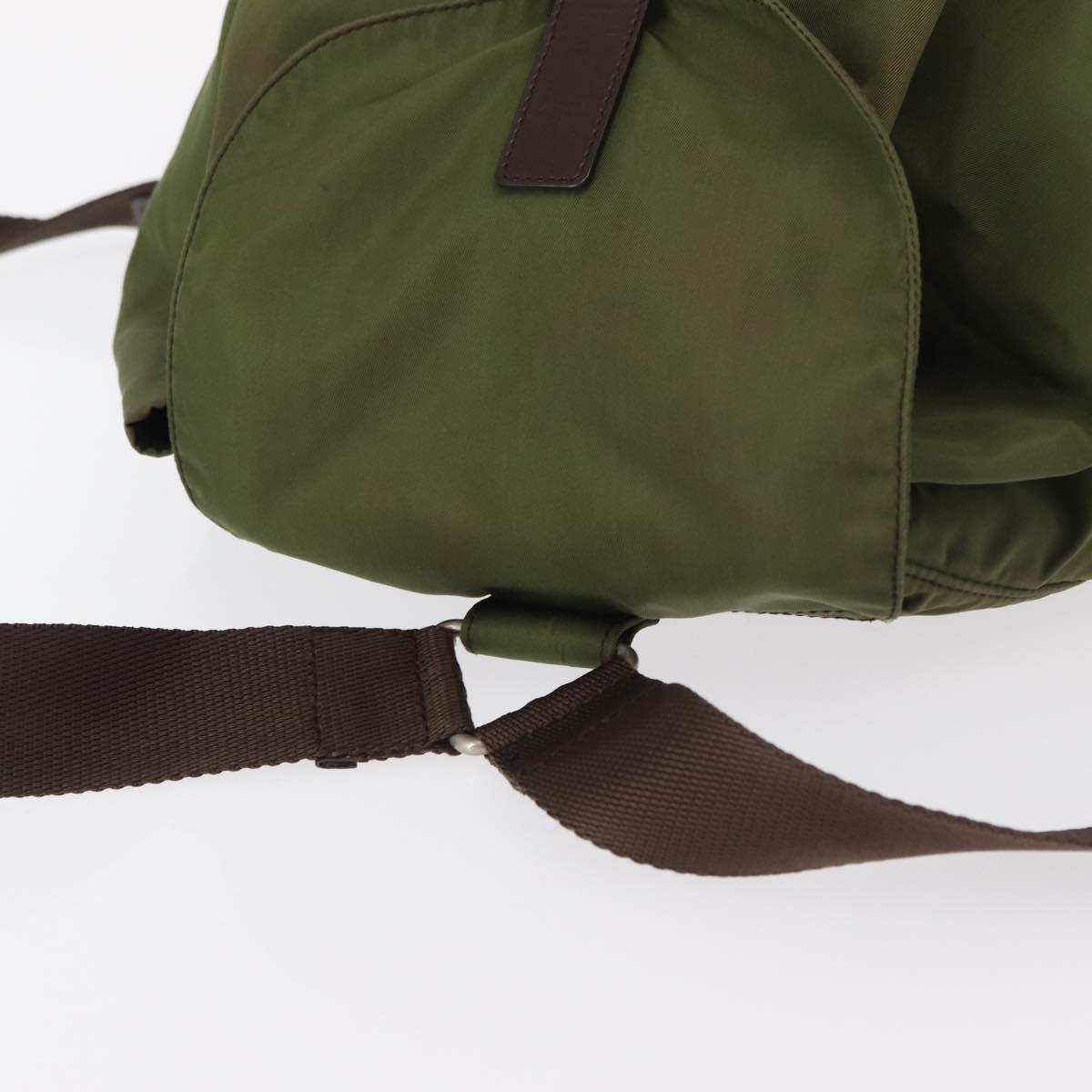 PRADA Backpack Nylon Khaki Silver Auth 152889
