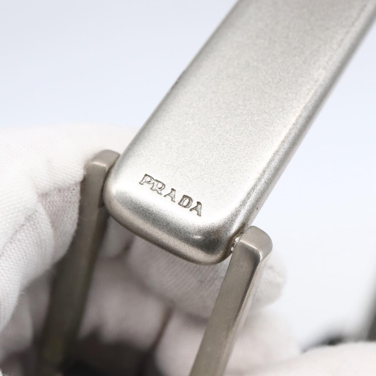 PRADA Shoulder Bag Nylon Plastic Black Silver Auth 152891