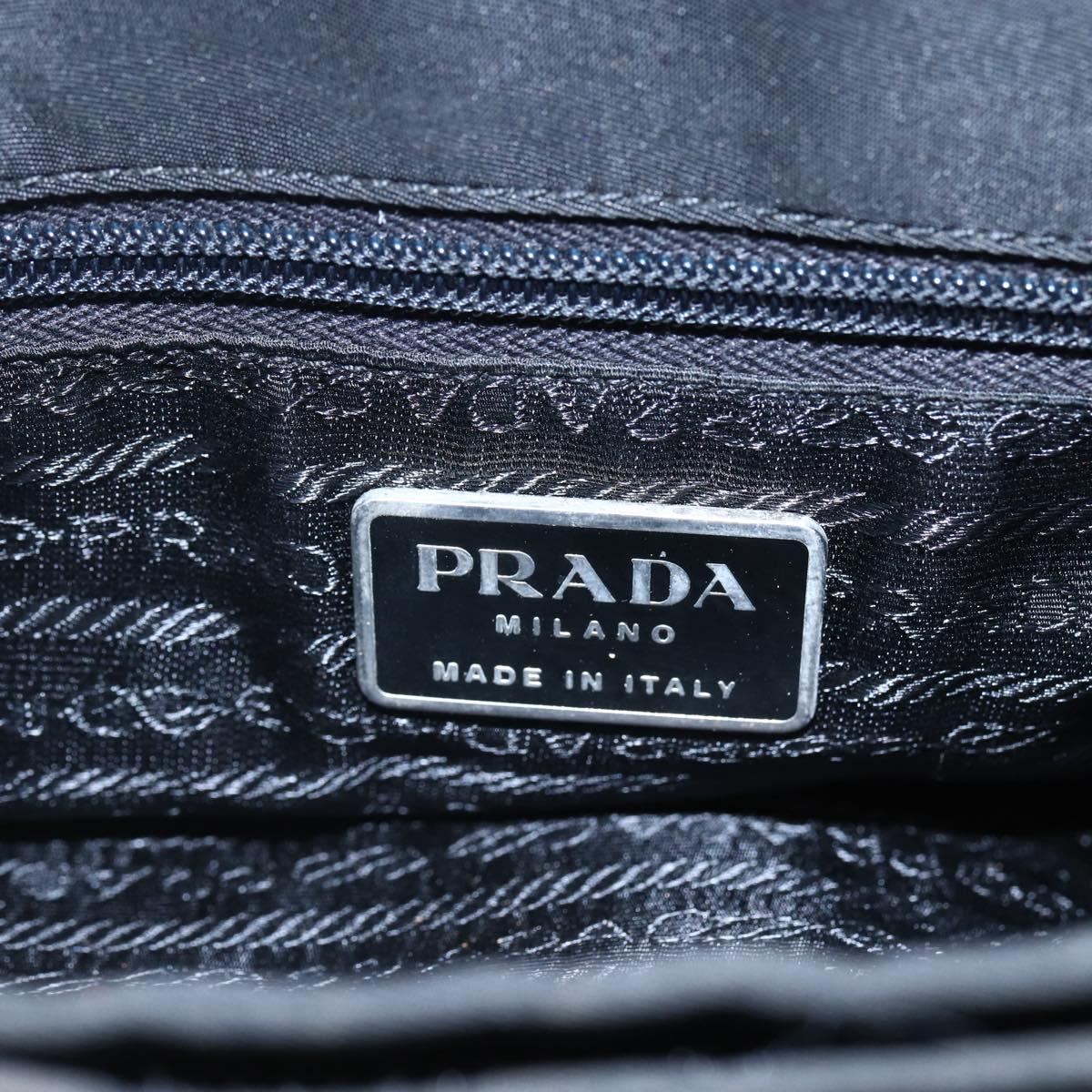 PRADA Shoulder Bag Nylon Plastic Black Silver Auth 152891