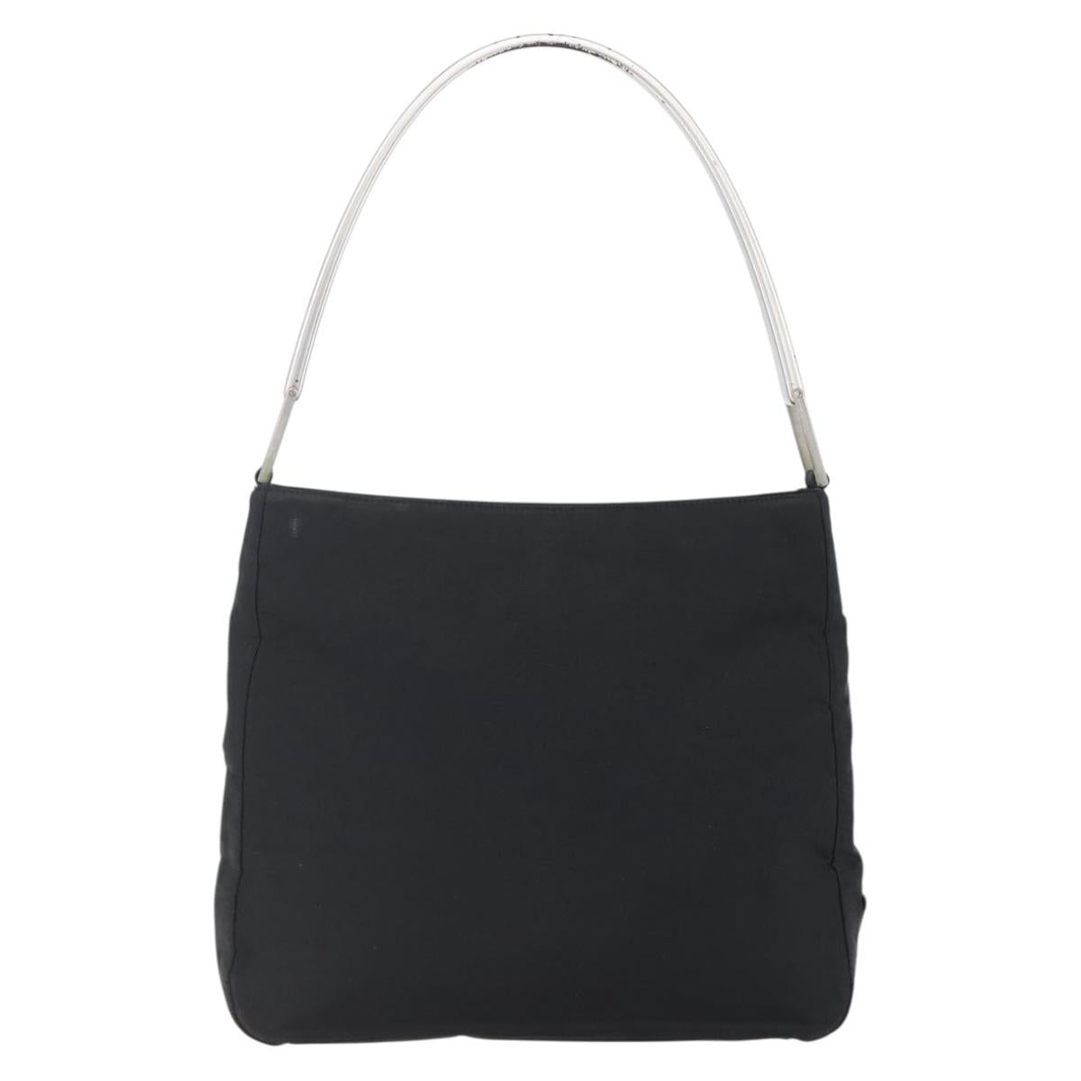 PRADA Shoulder Bag Nylon Plastic Black Silver Auth 152891