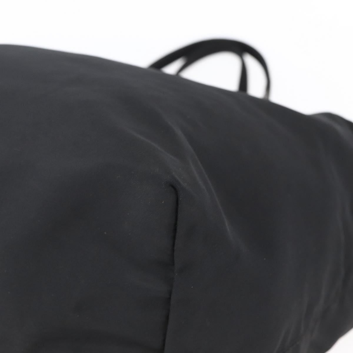 PRADA Tote Bag Nylon Black Silver Auth 152892