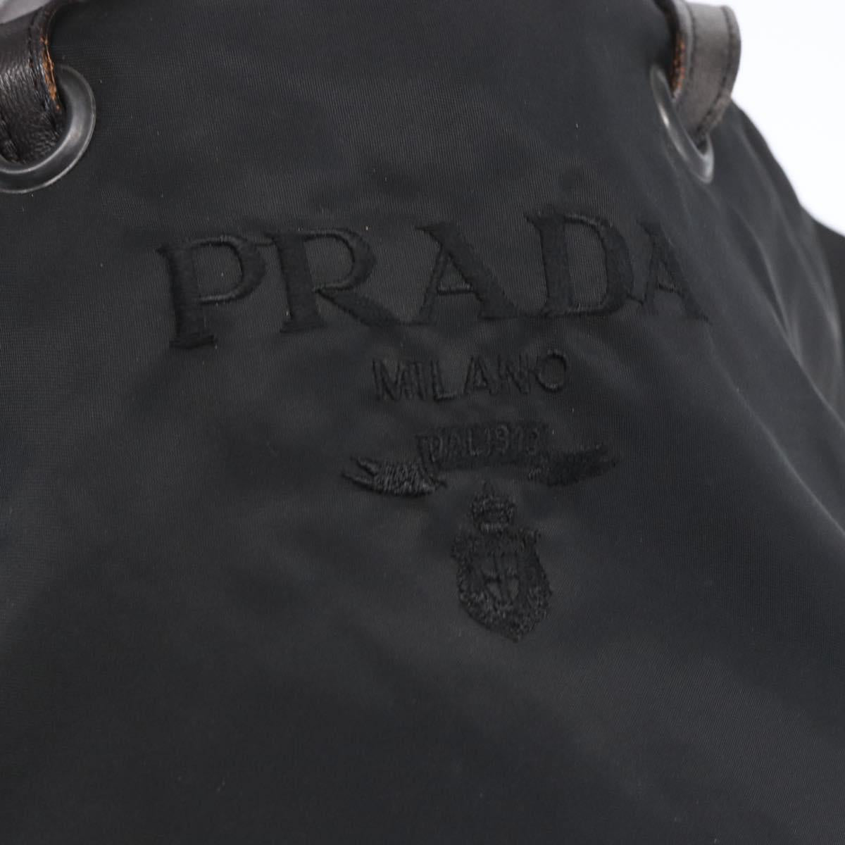 PRADA Tote Bag Nylon Black Silver Auth 152892