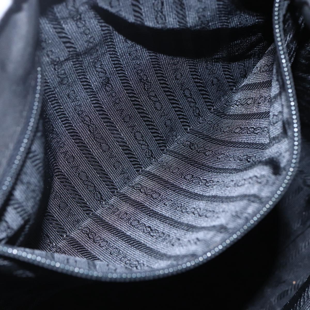 PRADA Tote Bag Nylon Black Silver Auth 152892