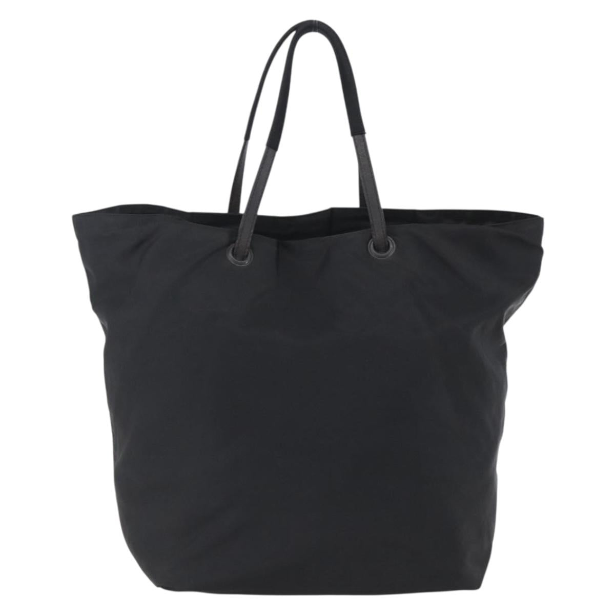 PRADA Tote Bag Nylon Black Silver Auth 152892