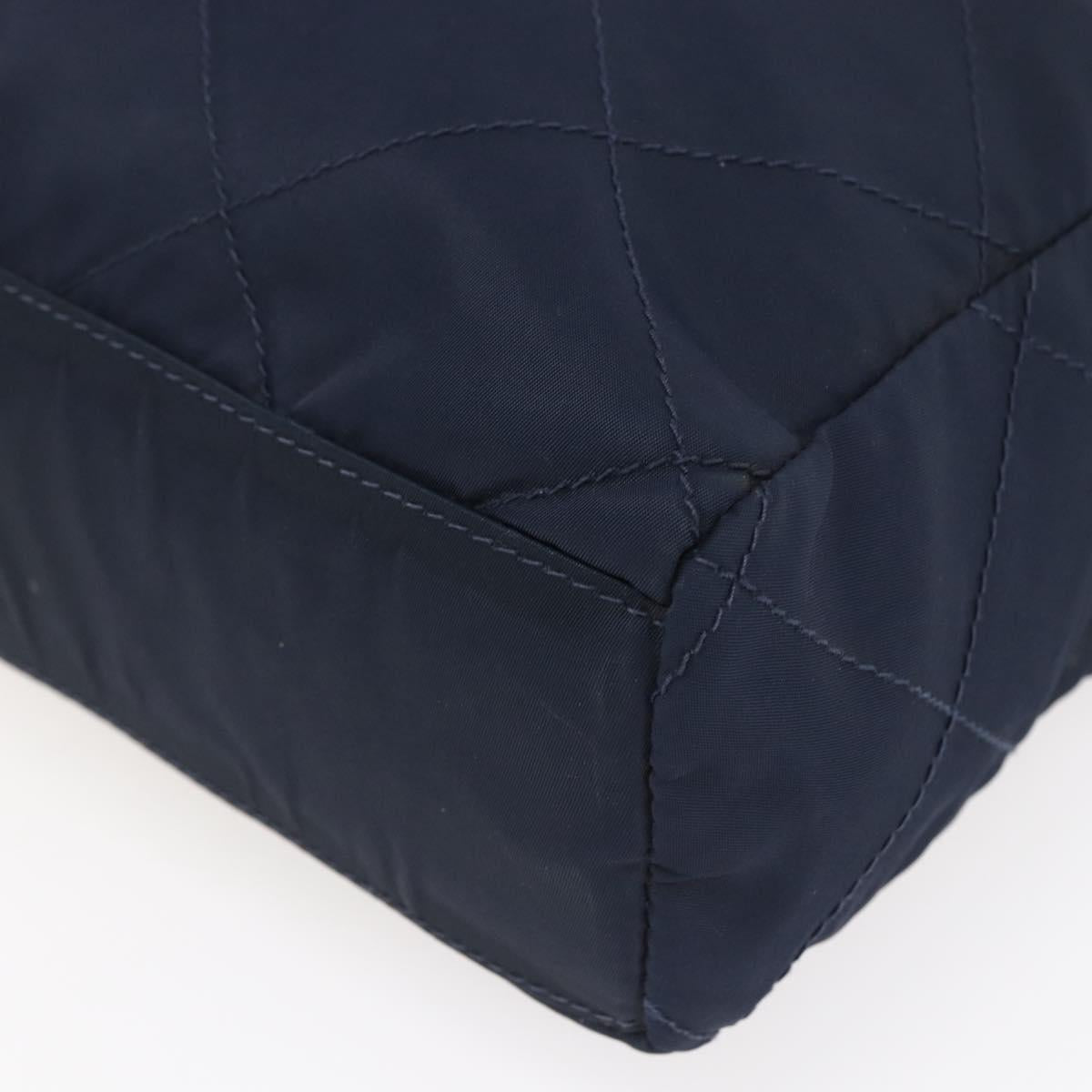 PRADA Chain Shoulder Bag Nylon Navy Gold Auth 152893