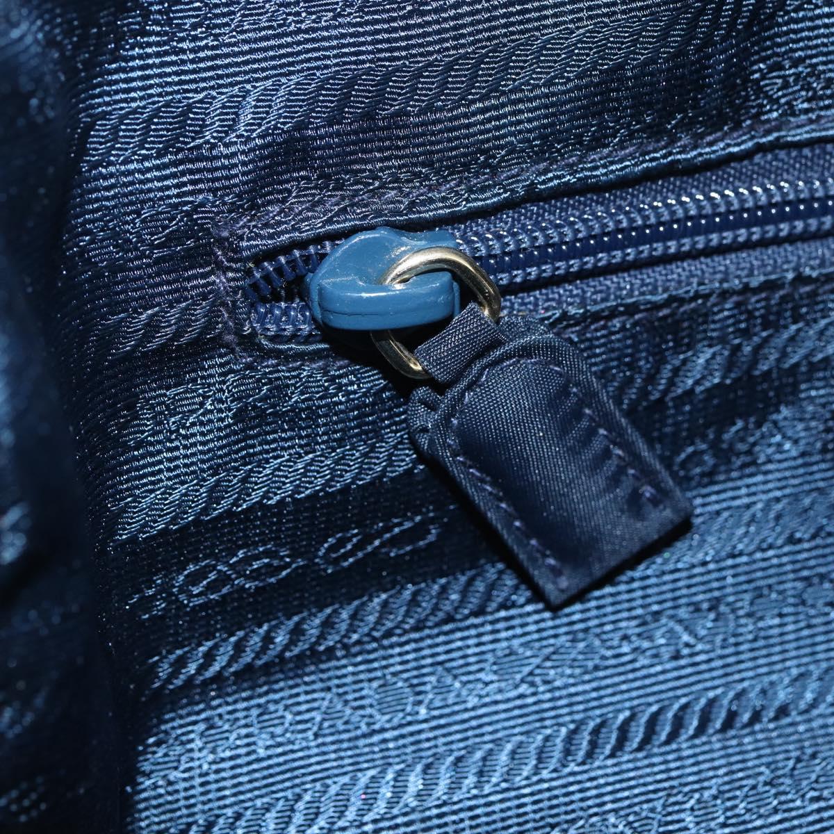 PRADA Chain Shoulder Bag Nylon Navy Gold Auth 152893