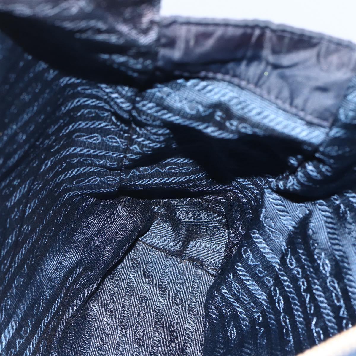 PRADA Chain Shoulder Bag Nylon Navy Gold Auth 152893