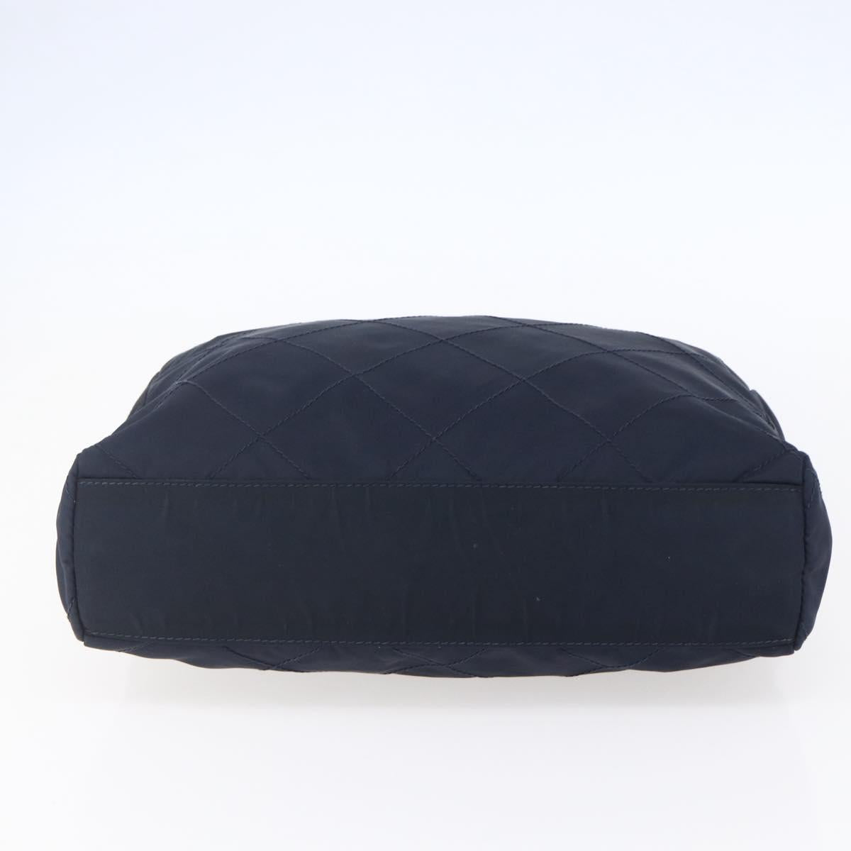 PRADA Chain Shoulder Bag Nylon Navy Gold Auth 152893