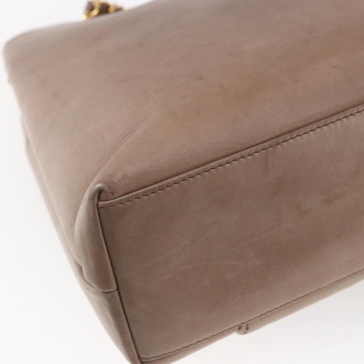 CHANEL Here Chain Shoulder Bag Lamb Skin Beige Gold CC Auth 152897A