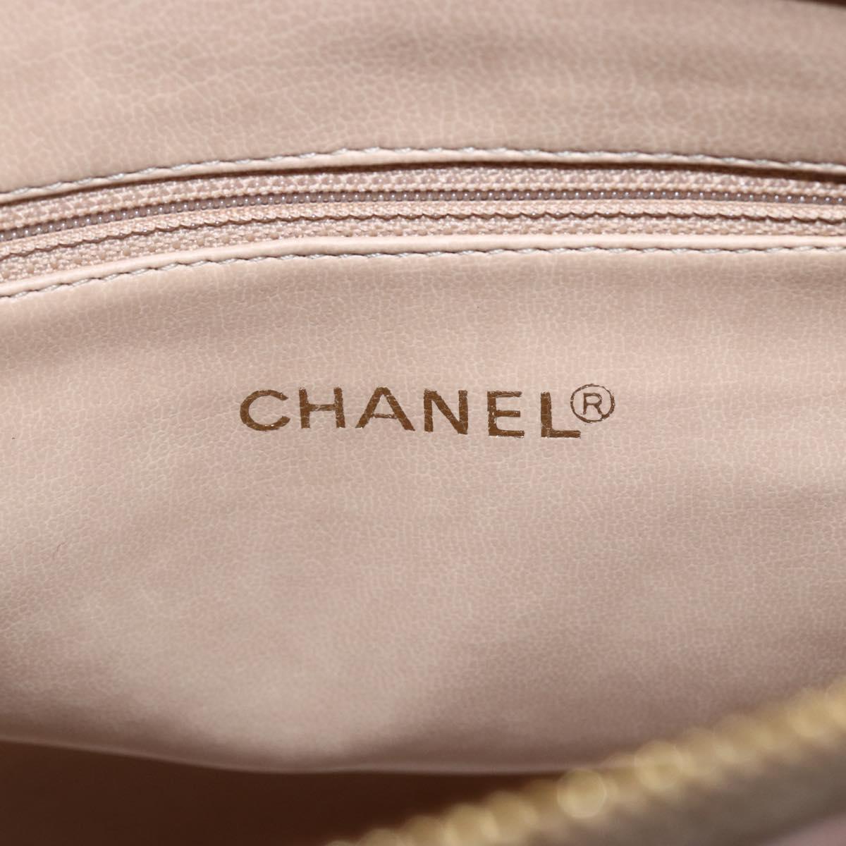 CHANEL Here Chain Shoulder Bag Lamb Skin Beige Gold CC Auth 152897A