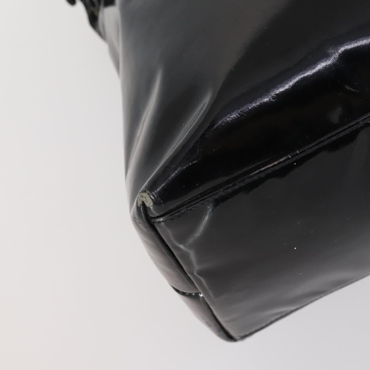 CHANEL COCO Mark Chain Shoulder Bag Patent leather Black Gold CC Auth 152898