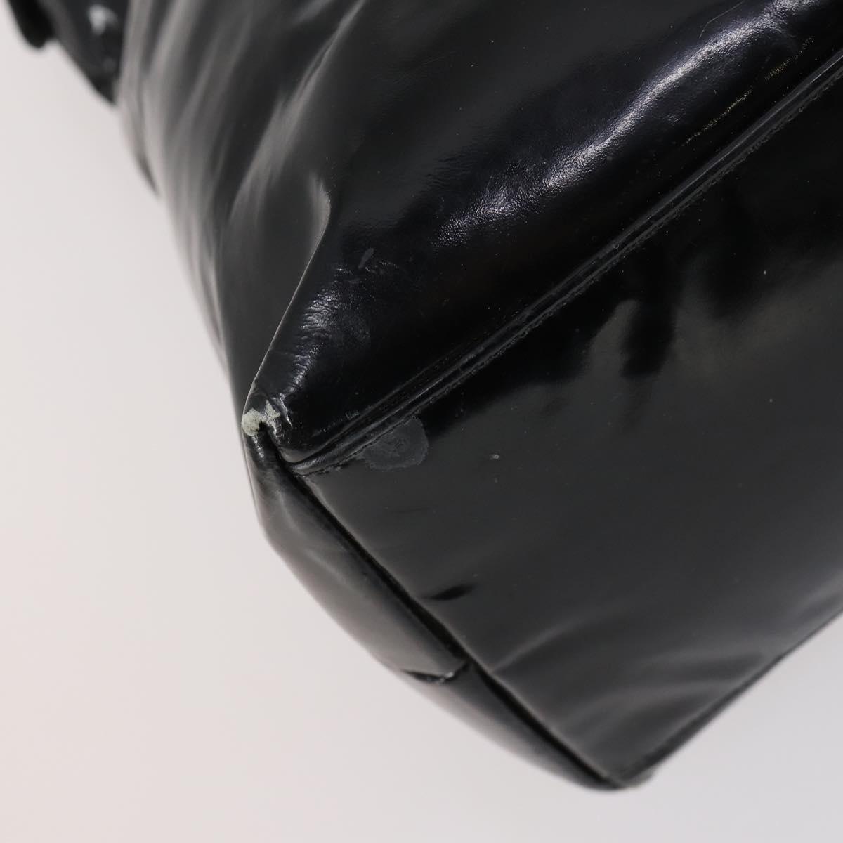 CHANEL COCO Mark Chain Shoulder Bag Patent leather Black Gold CC Auth 152898