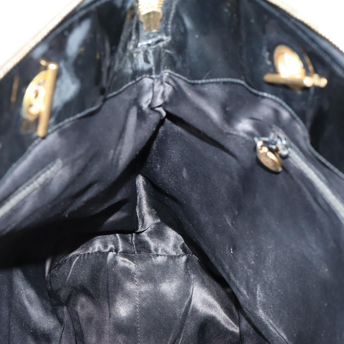 CHANEL COCO Mark Chain Shoulder Bag Patent leather Black Gold CC Auth 152898