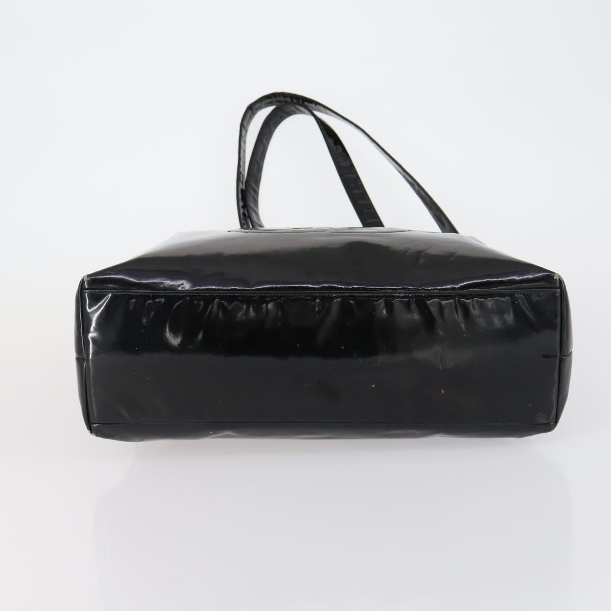 CHANEL COCO Mark Chain Shoulder Bag Patent leather Black Gold CC Auth 152898