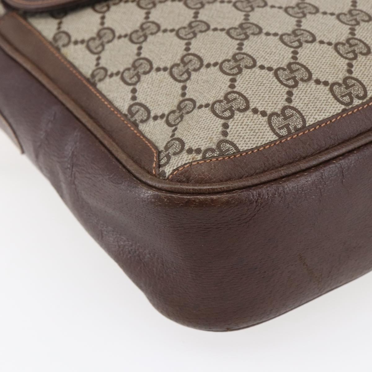 GUCCI GG Supreme Shoulder Bag PVC Beige Gold Auth 152905