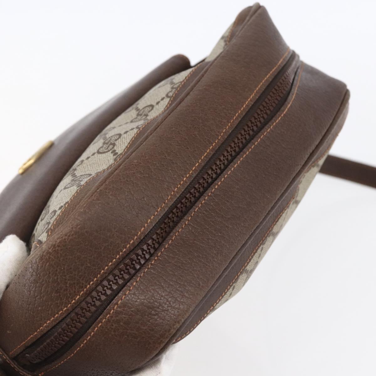 GUCCI GG Supreme Shoulder Bag PVC Beige Gold Auth 152905