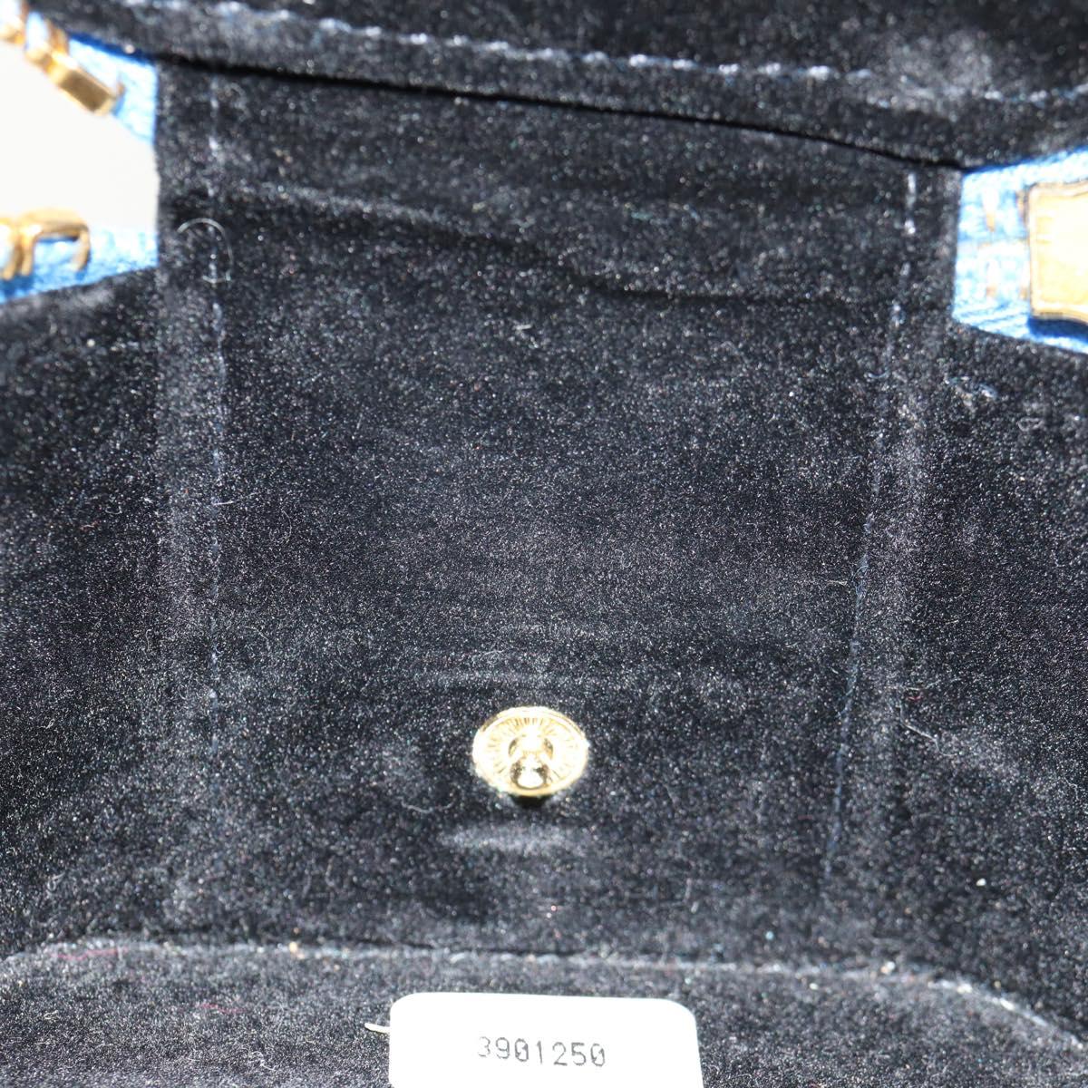 CHANEL COCO Mark Jewelry case Jewelry Box Caviar Skin Blue Gold CC Auth 152911V