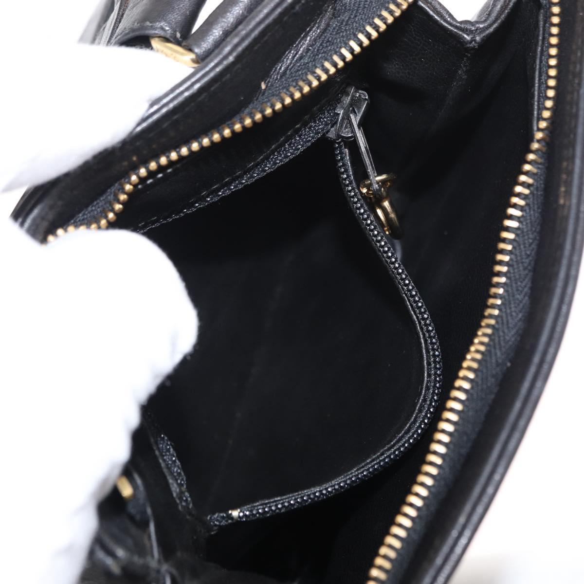 CHANEL COCO Mark Matelasse Waist Bag Leather Black Gold CC Auth 152921