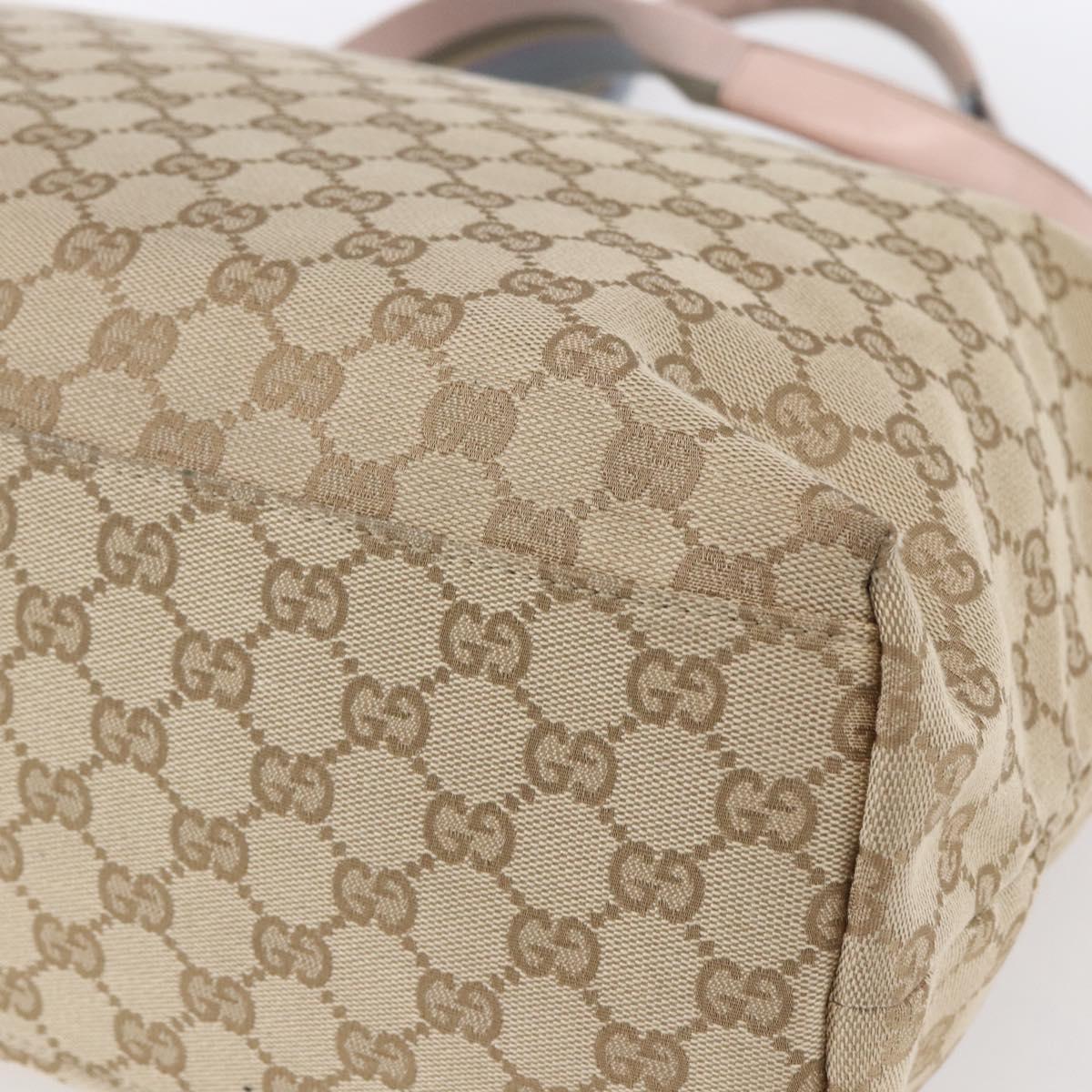 GUCCI GG Canvas Tote Bag Beige Gold 155524 Auth 152928