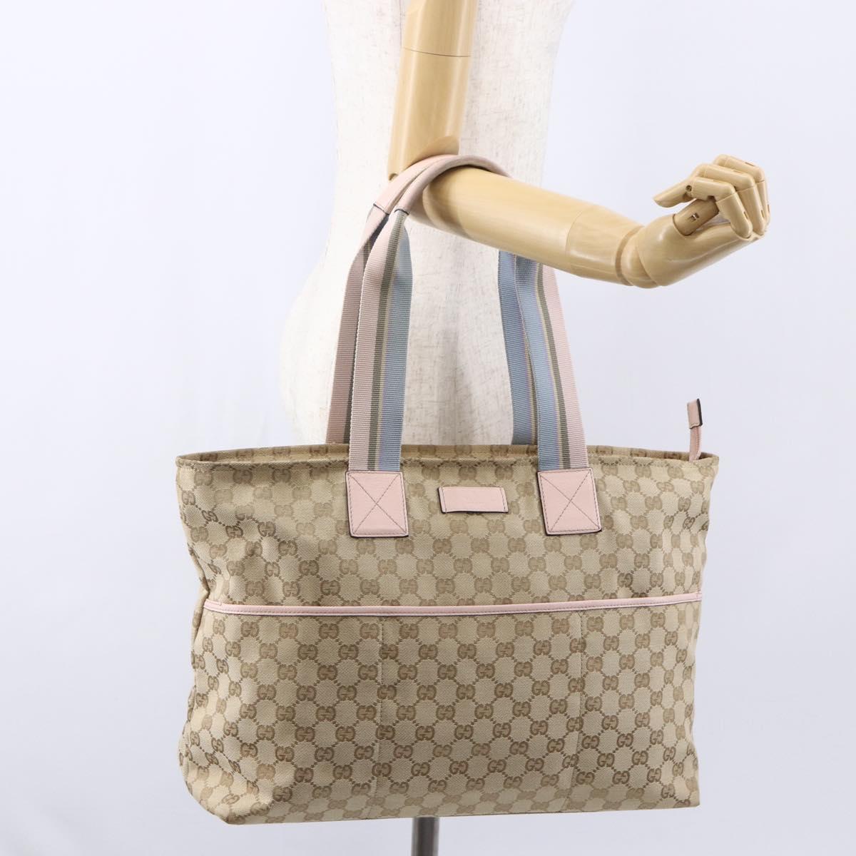 GUCCI GG Canvas Tote Bag Beige Gold 155524 Auth 152928