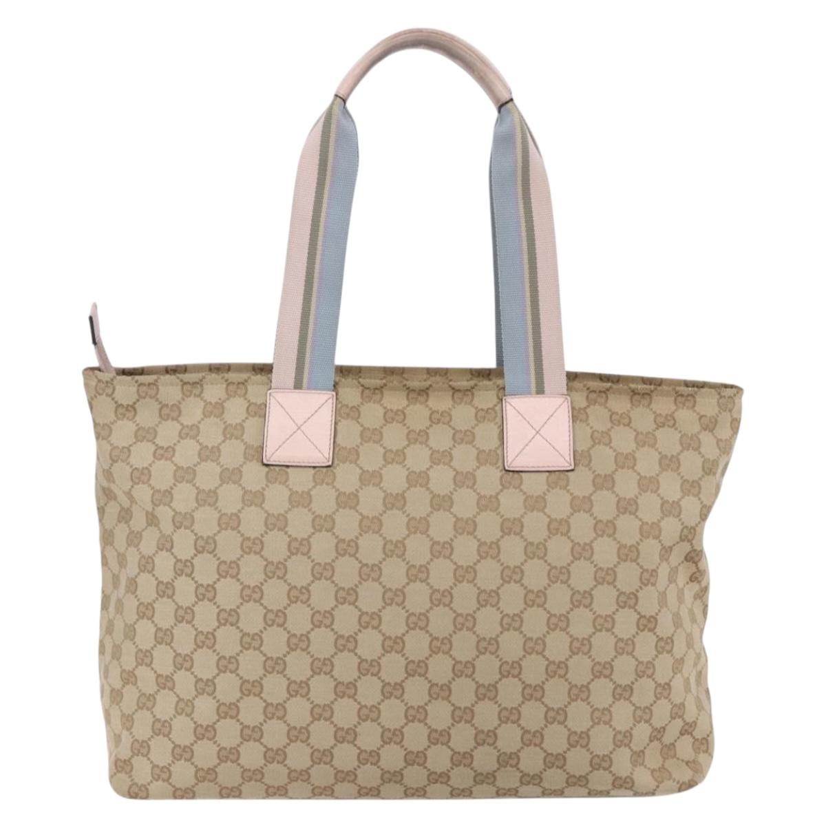 GUCCI GG Canvas Tote Bag Beige Gold 155524 Auth 152928