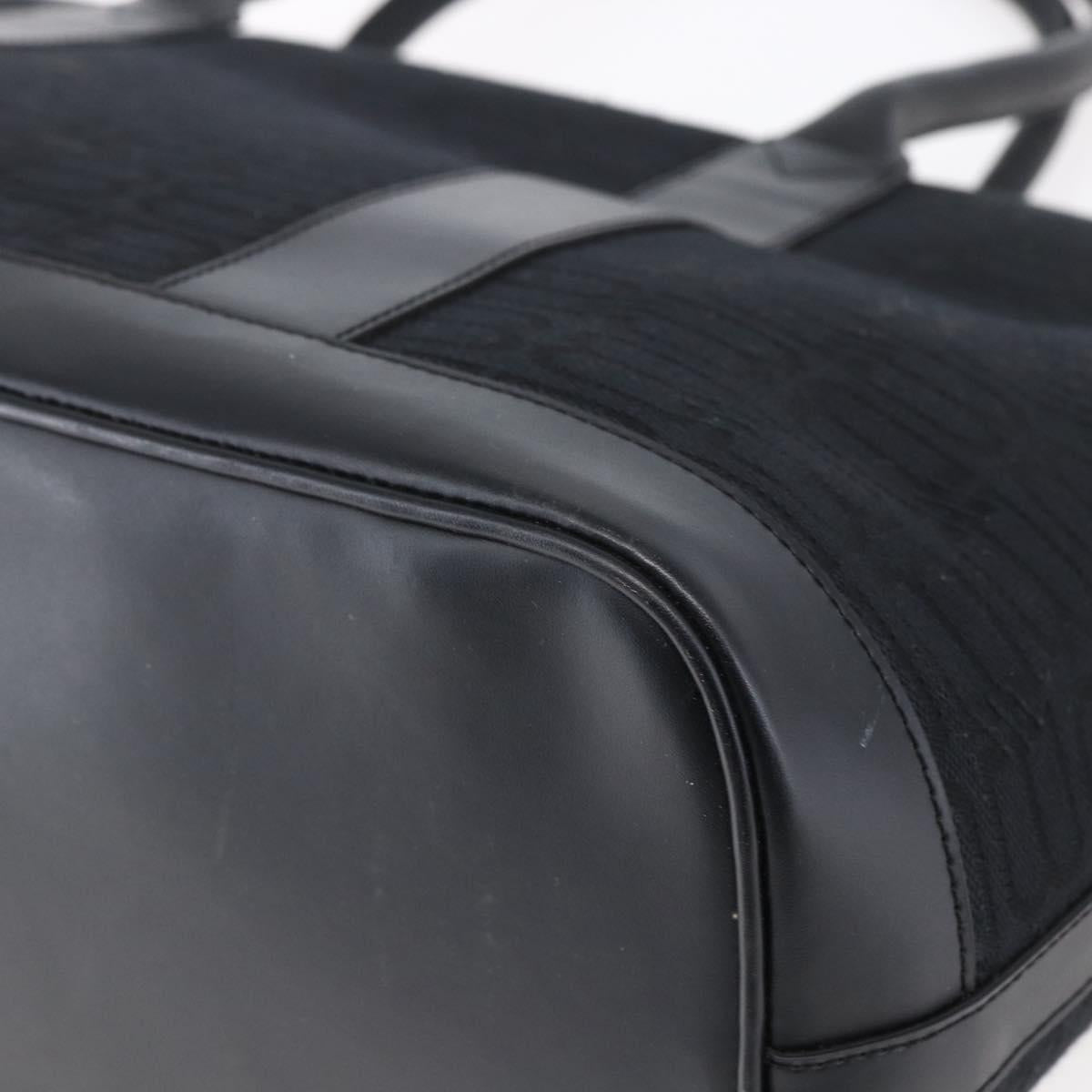 BALENCIAGA Tote Bag Canvas Leather Black Silver Auth 152929