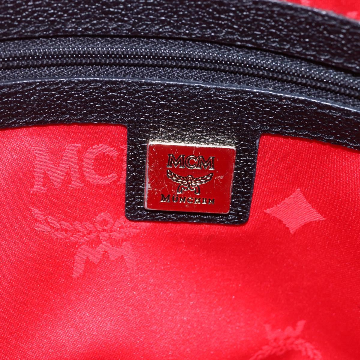 MCM Hand Bag Leather Black Gold Auth 152933