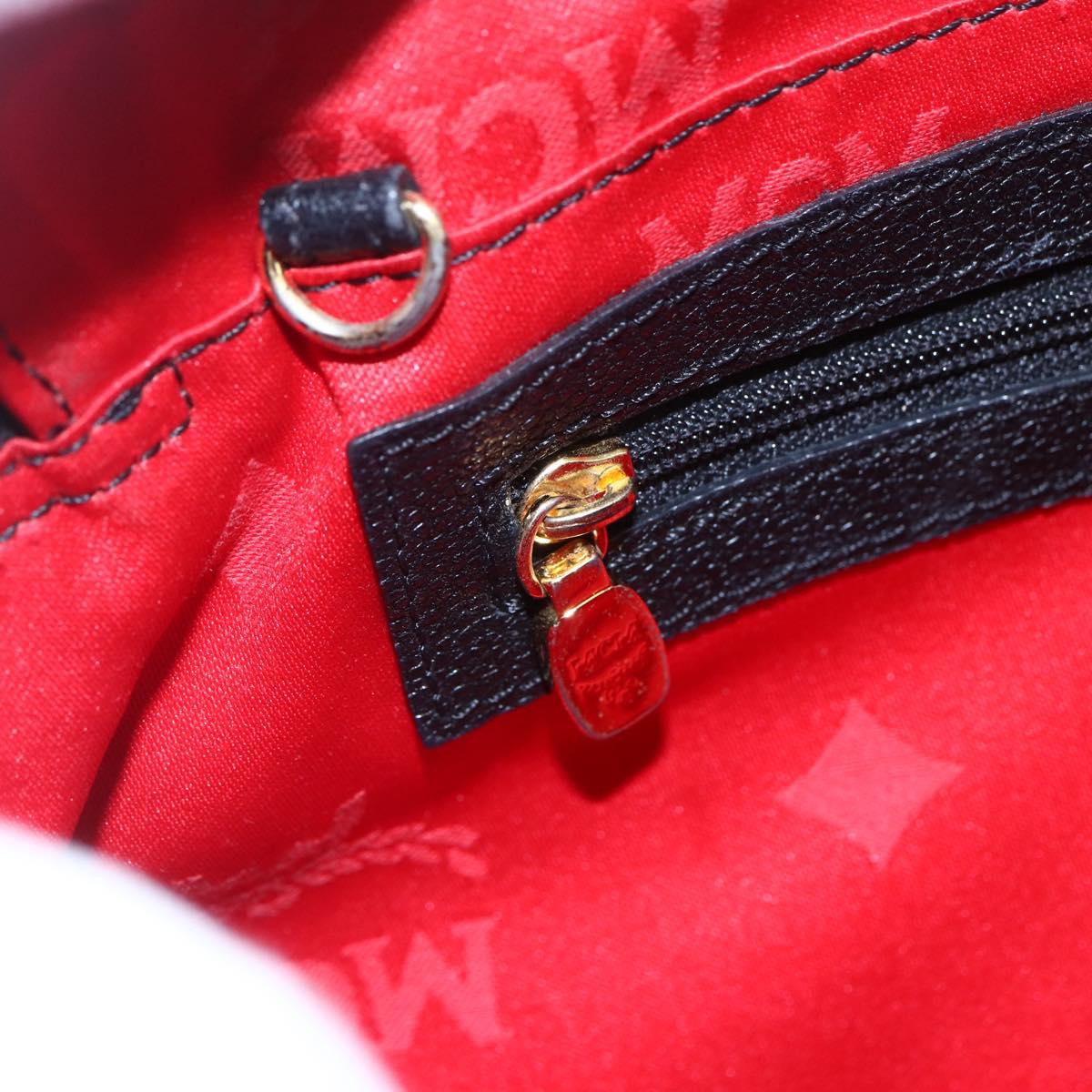 MCM Hand Bag Leather Black Gold Auth 152933