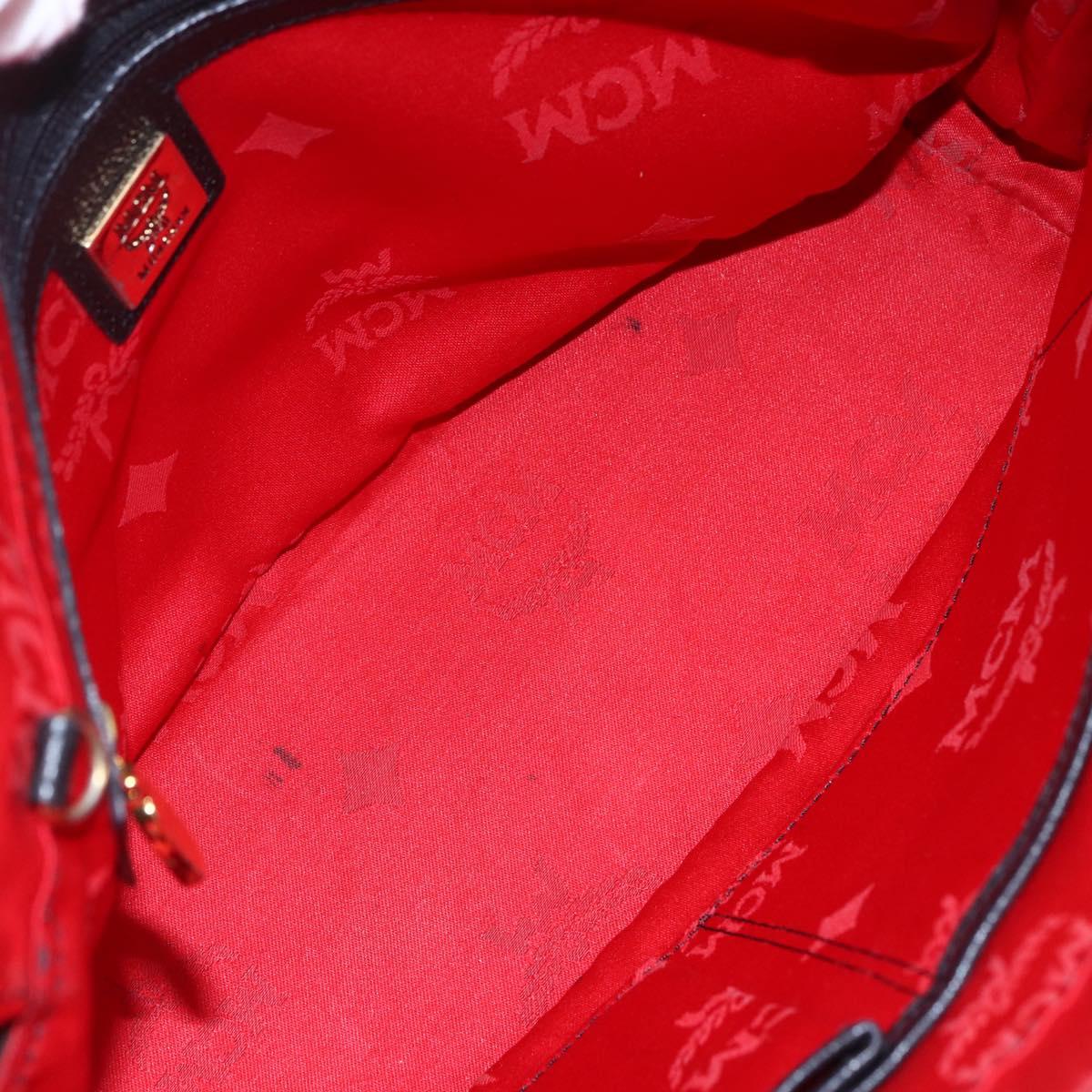 MCM Hand Bag Leather Black Gold Auth 152933