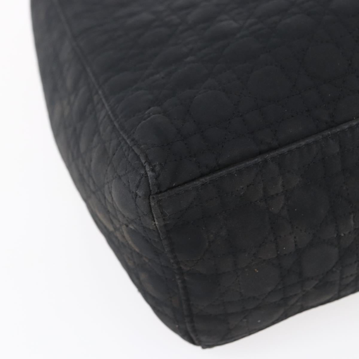 Christian Dior Lady Dior Canage Hand Bag Nylon Black Gold Auth 152936