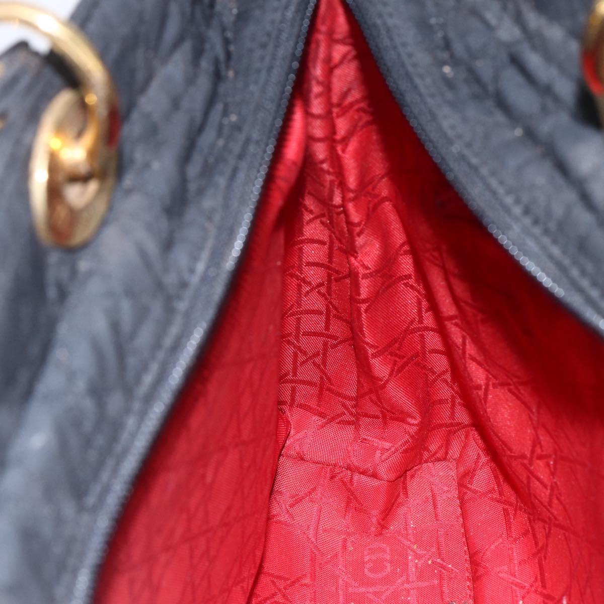 Christian Dior Lady Dior Canage Hand Bag Nylon Black Gold Auth 152936