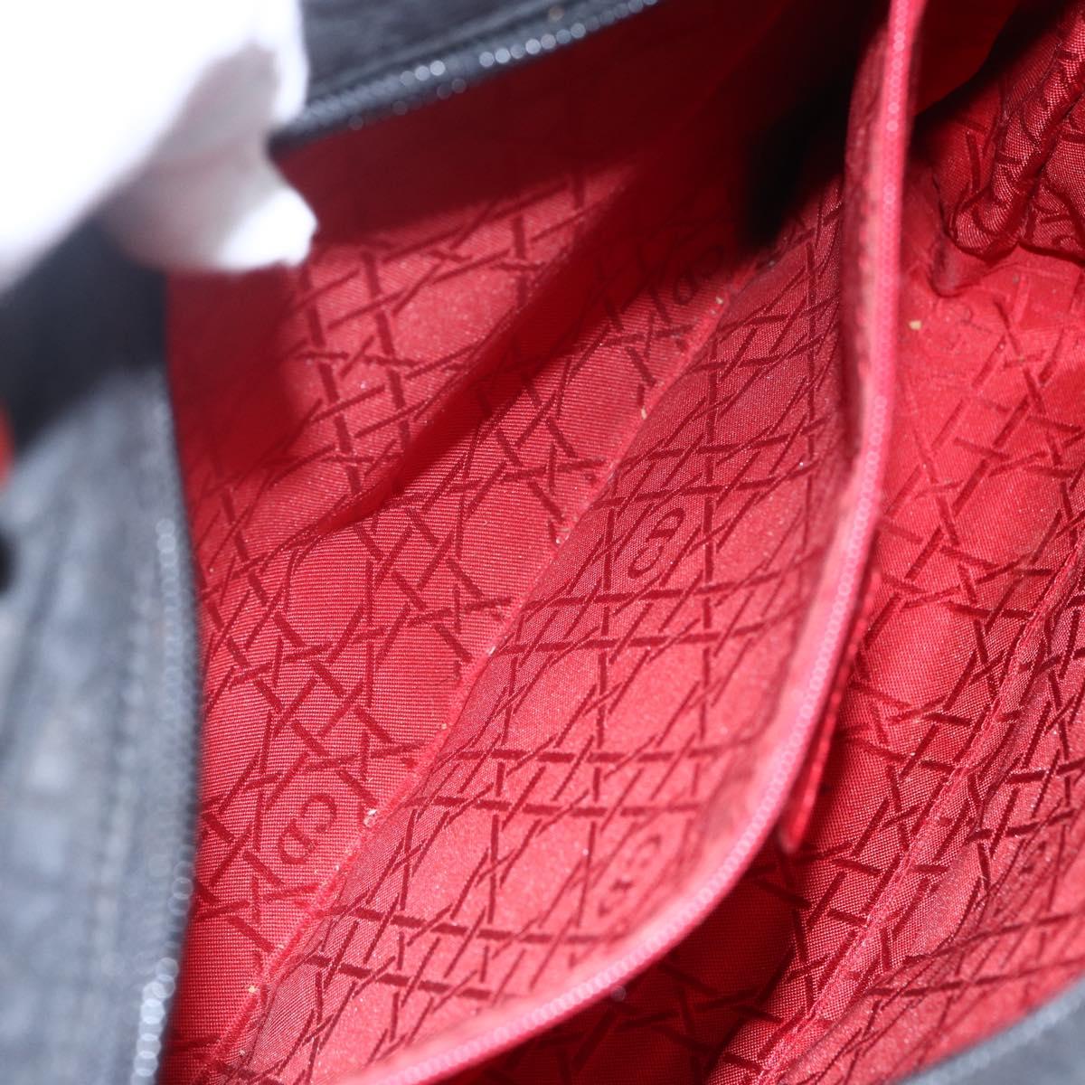 Christian Dior Lady Dior Canage Hand Bag Nylon Black Gold Auth 152936