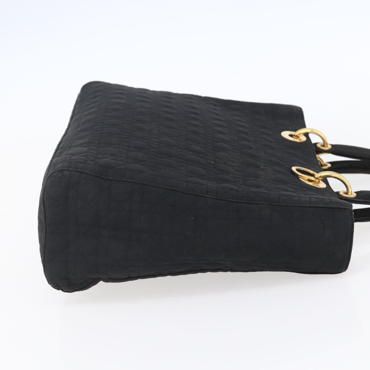 Christian Dior Lady Dior Canage Hand Bag Black Gold Auth 152936