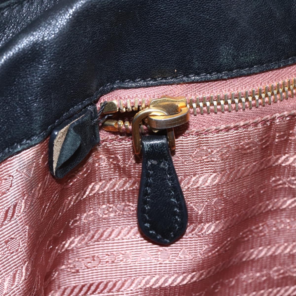 PRADA Hand Bag Nylon Black Gold Auth 152937