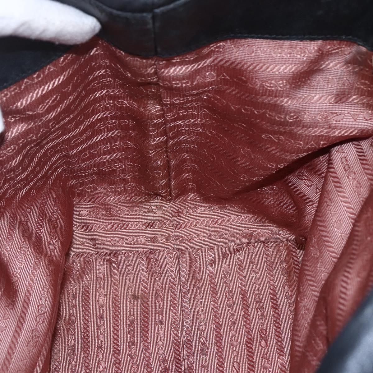 PRADA Hand Bag Nylon Black Gold Auth 152937