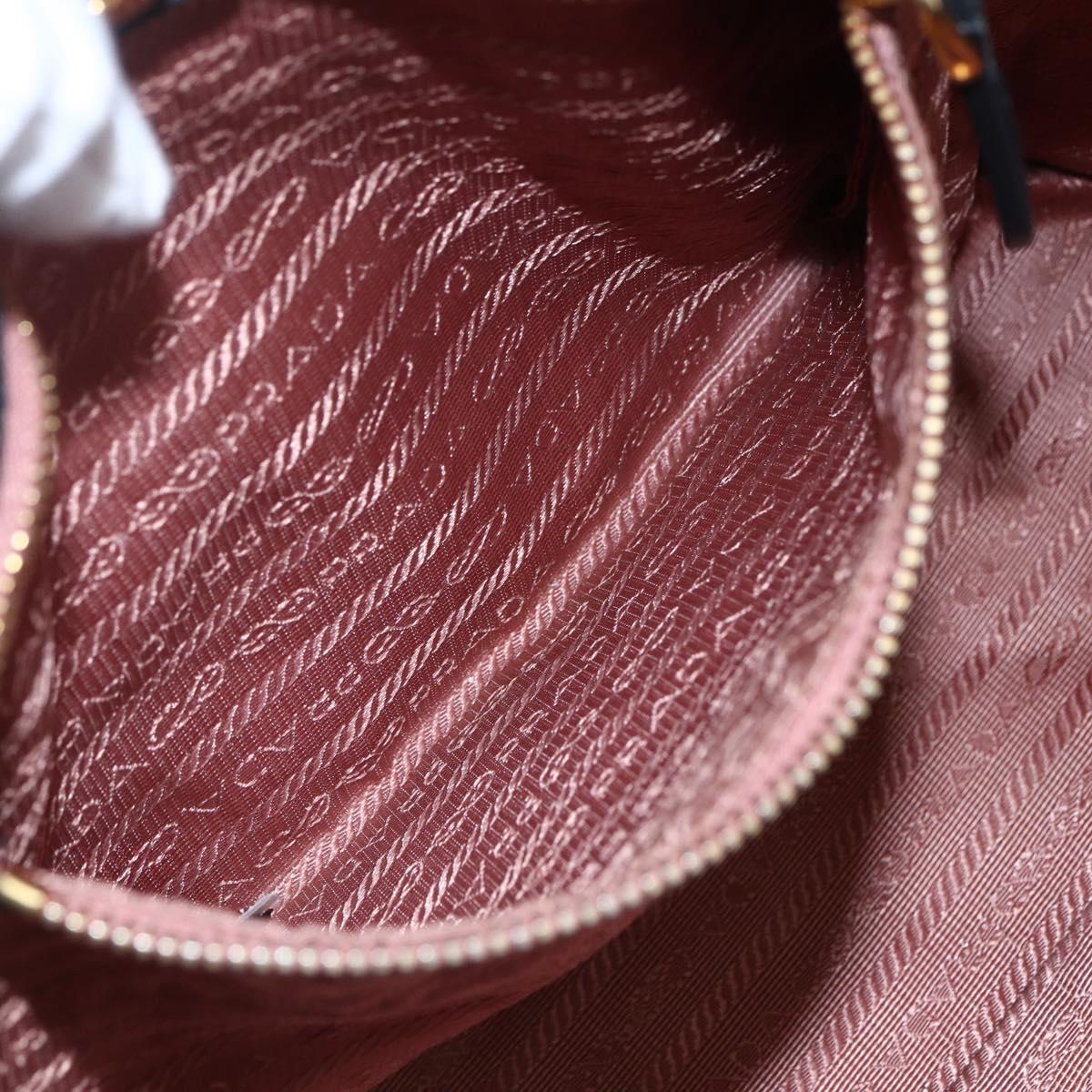 PRADA Hand Bag Nylon Black Gold Auth 152937