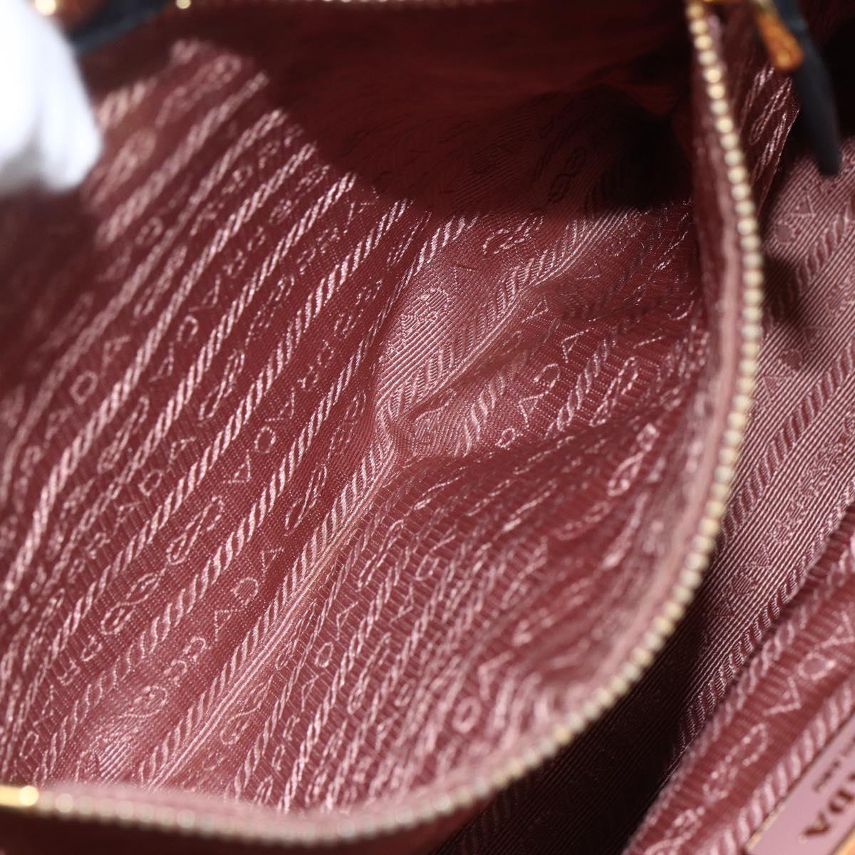 PRADA Hand Bag Nylon Black Gold Auth 152937