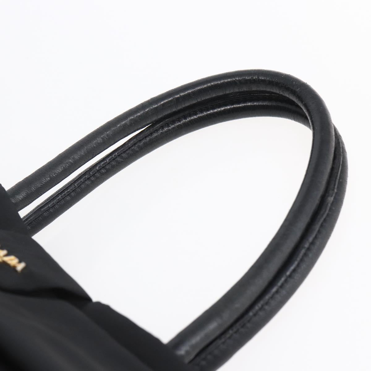 PRADA Hand Bag Nylon Black Gold Auth 152937
