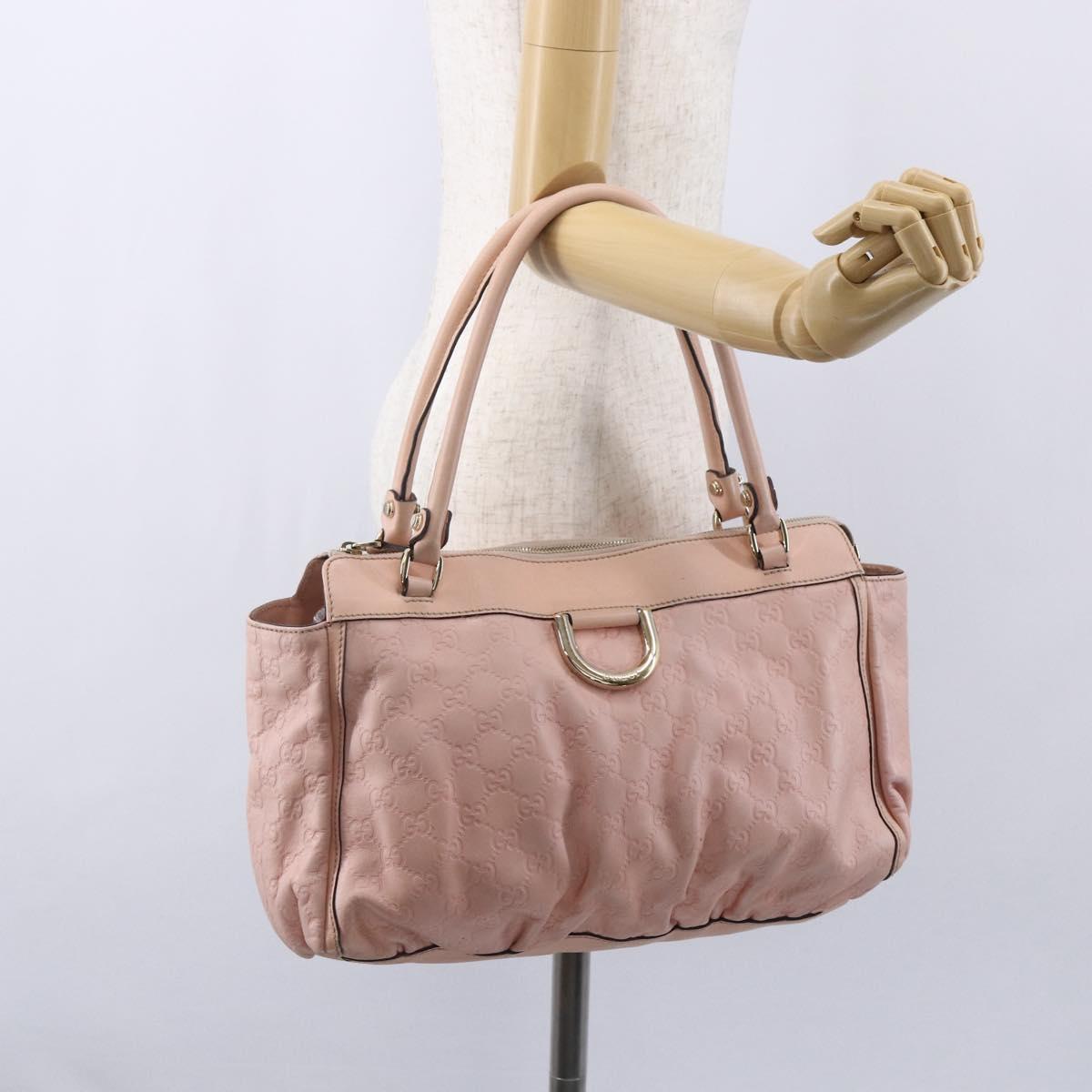 GUCCI GG Canvas Guccissima Abbey Tote Bag Leather Pink Gold 189831 Auth 152938