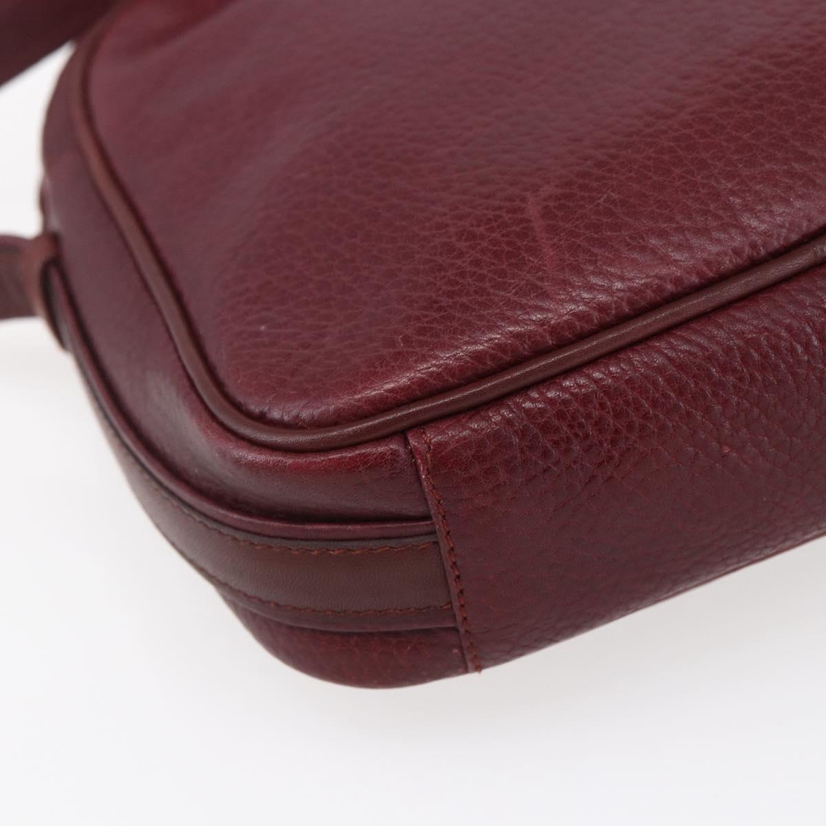 CARTIER Must Line Shoulder Bag Leather Bordeaux Gold Auth 152940