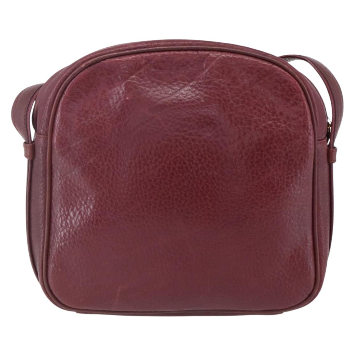 CARTIER Must Line Shoulder Bag Leather Bordeaux Gold Auth 152940