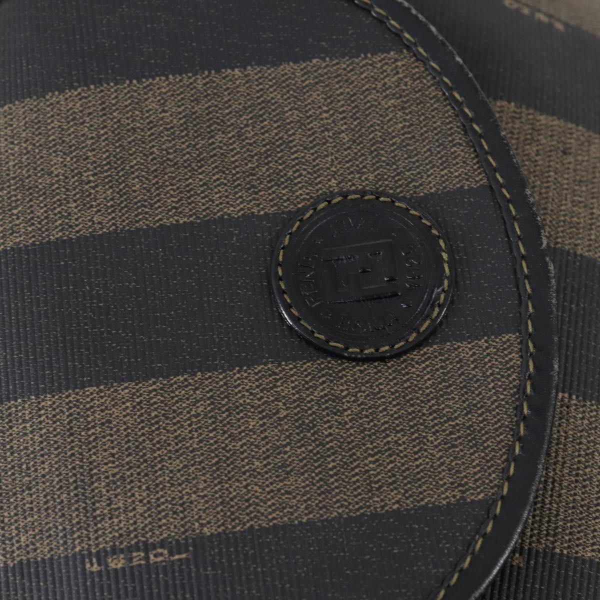 FENDI Pecan Canvas Backpack PVC Brown Black gold Auth 152942