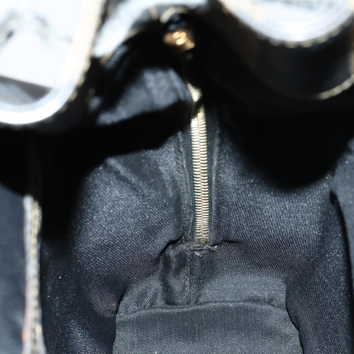 FENDI Pecan Canvas Backpack PVC Brown Black gold Auth 152942