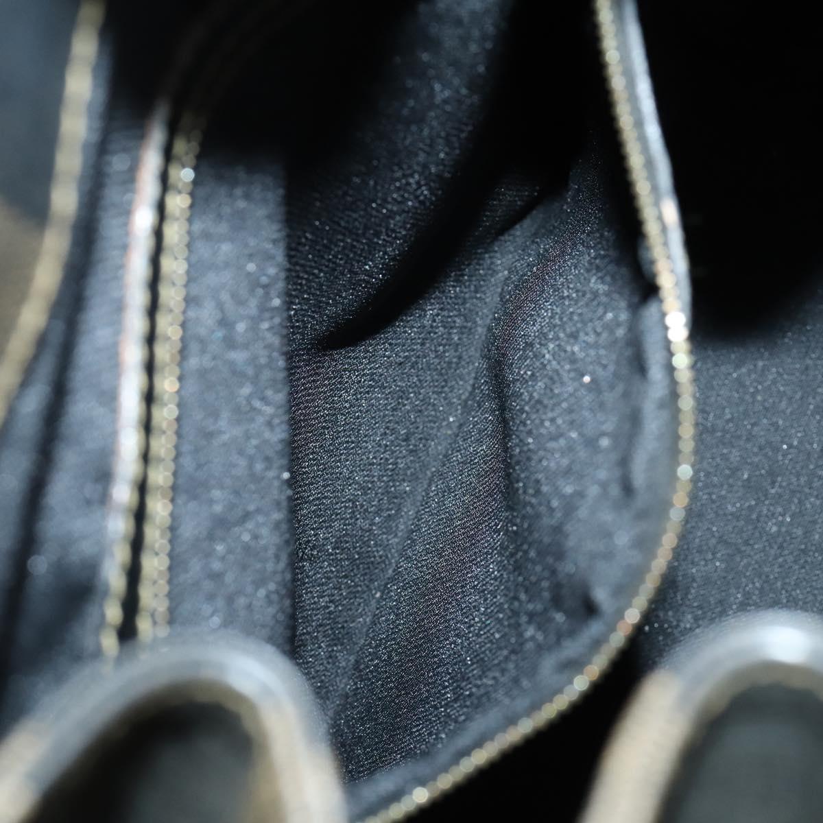 FENDI Pecan Canvas Backpack PVC Brown Black gold Auth 152942