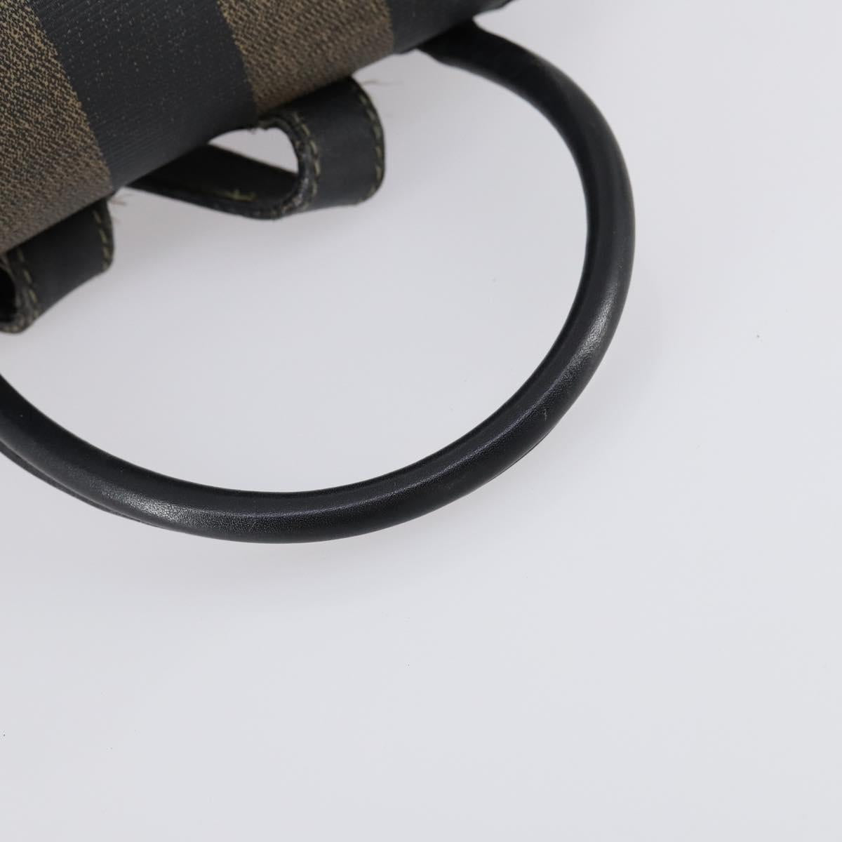 FENDI Pecan Canvas Backpack PVC Brown Black gold Auth 152942