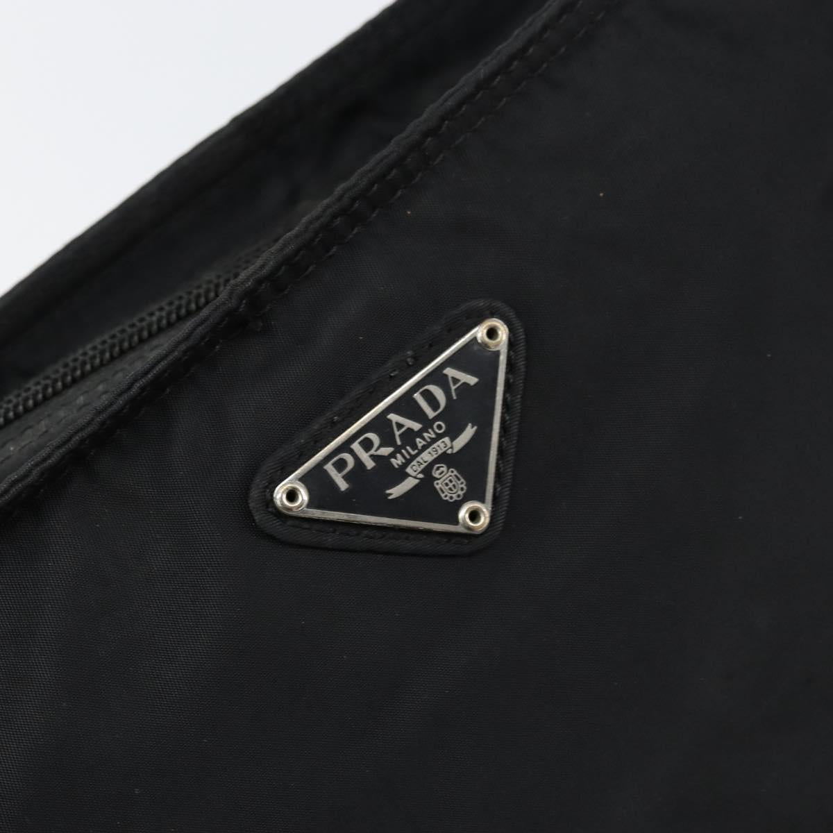 PRADA Shoulder Bag Nylon Black Silver Auth 152945A