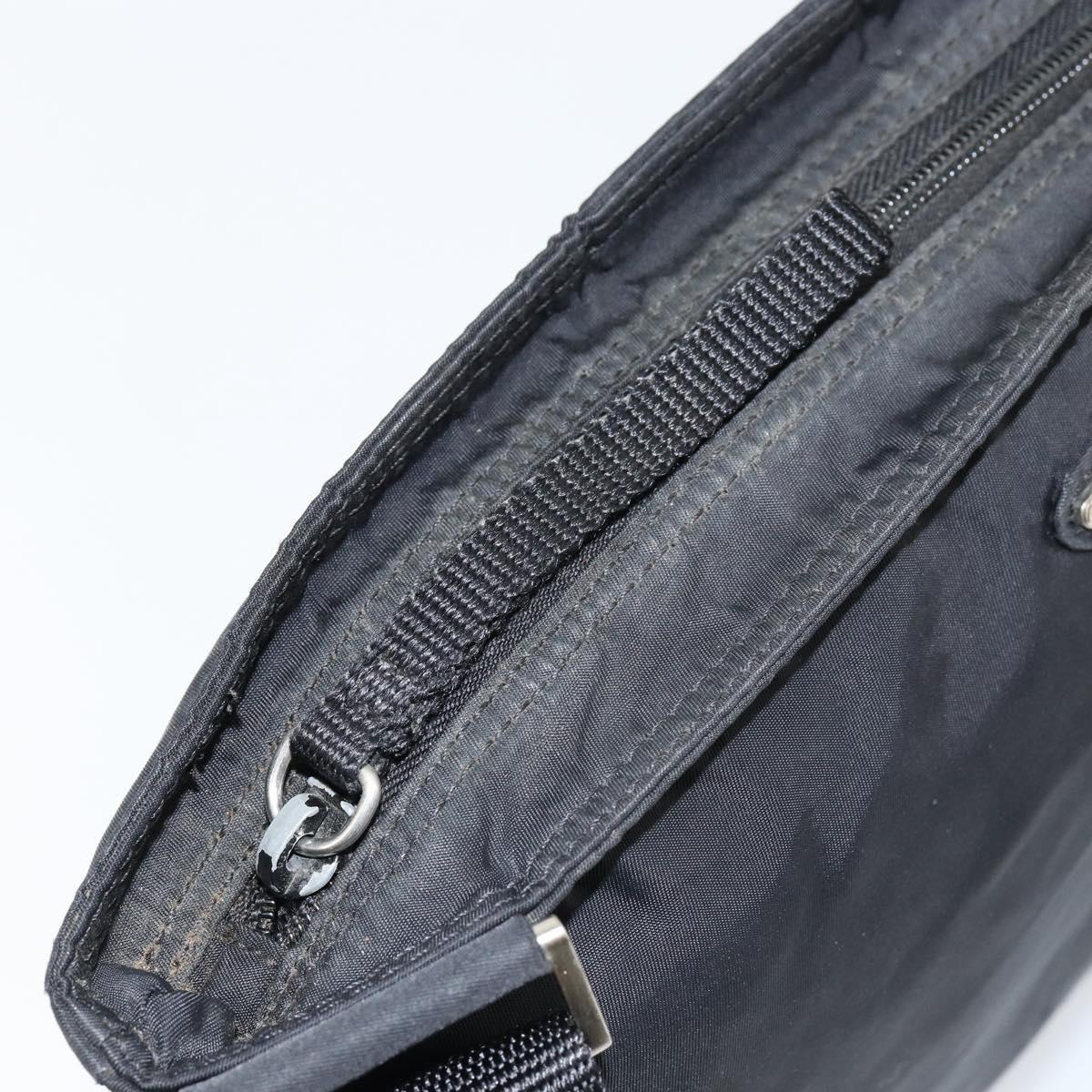 PRADA Shoulder Bag Nylon Black Silver Auth 152945A