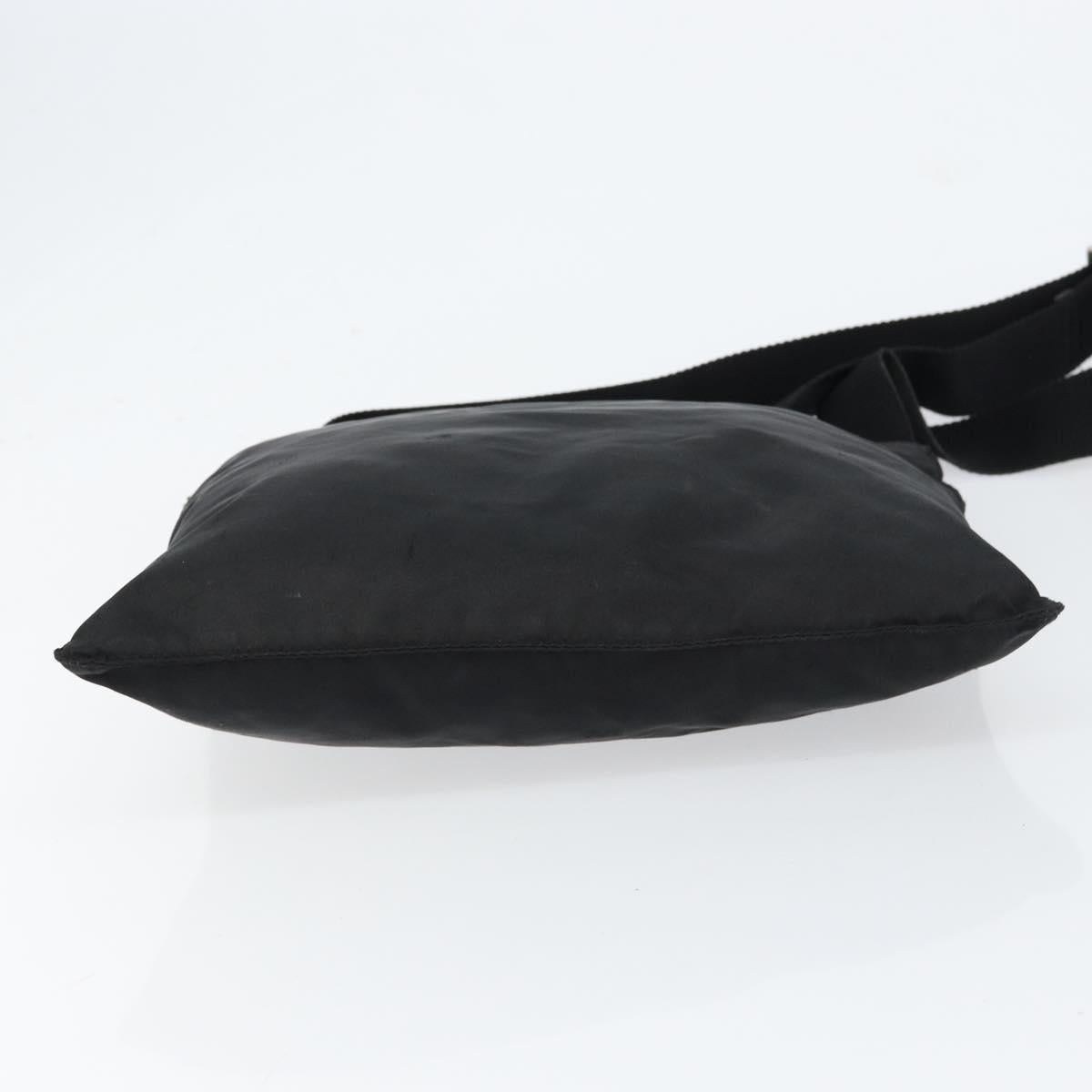 PRADA Shoulder Bag Nylon Black Silver Auth 152945